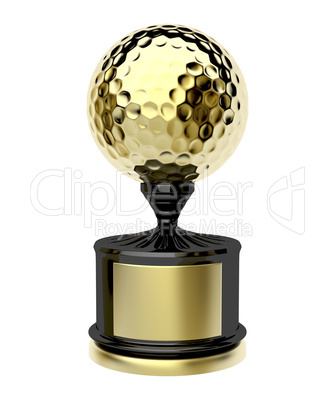 Gold trophy with golf ball