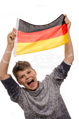 Young boy with a German flag