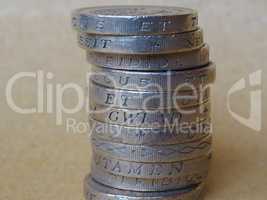 Pound coins pile