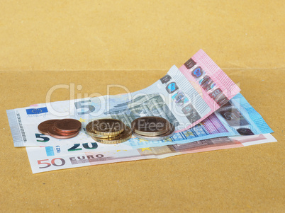 Euro coins and notes