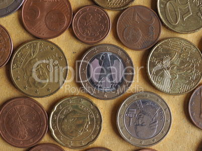 Euro coins flat lay