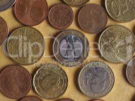 Euro coins flat lay