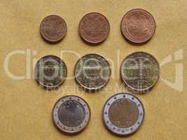 Euro coins flat lay