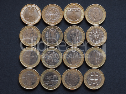 Euro coins of many countries