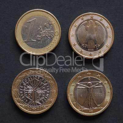 Euro coins of many countries