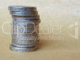 Pound coins pile