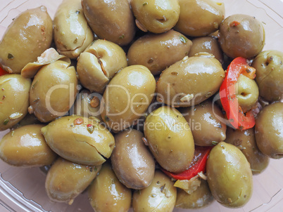 Green olives vegetables background