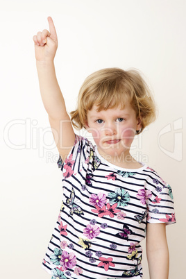 Young girl at hand signals