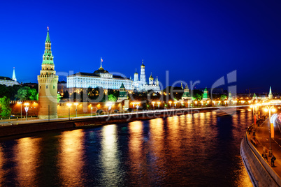 Moscow, night view of the Kremlin.