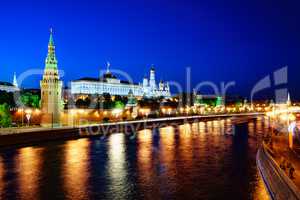 Moscow, night view of the Kremlin.
