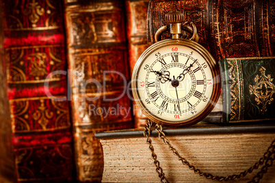 Old Books and Vintage pocket watch