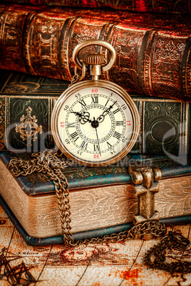 Old Books and Vintage pocket watch