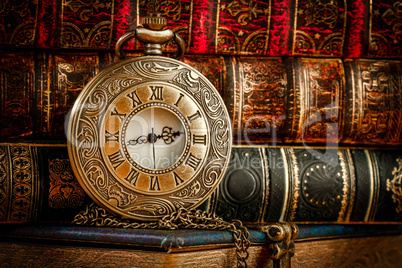 Old Books and Vintage pocket watch