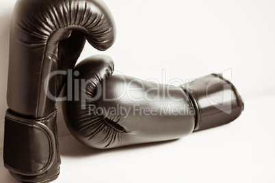 View of boxing gloves