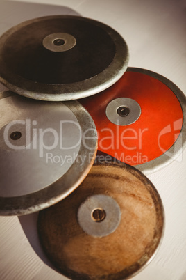 Close up of discus on a table