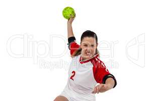 Sportswoman throwing a ball