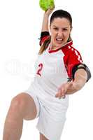 Sportswoman throwing a ball