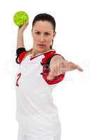 Sportswoman throwing a ball