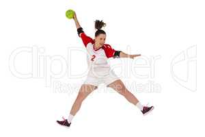 Sportswoman throwing a ball