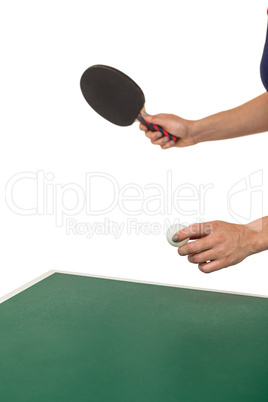 Female athlete playing table tennis