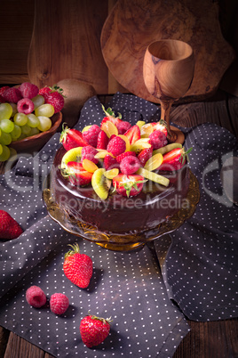 chocolate cheesecake with fruit