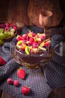 chocolate cheesecake with fruit