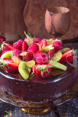 chocolate cheesecake with fruit