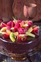 chocolate cheesecake with fruit