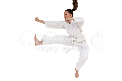 Fighter performing karate stance