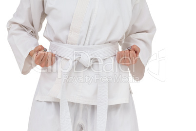 Fighter performing karate stance