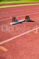 Starting block on a running track