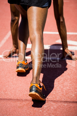 Athlete on a starting line about to run