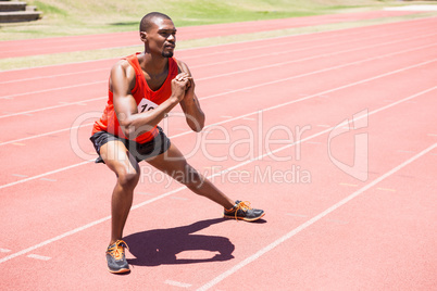 Athlete warming up on the running track