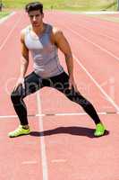 Athlete warming up on the running track