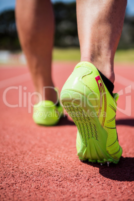 Athletes feet running on the racing track