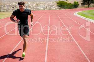 Athlete running on the racing track