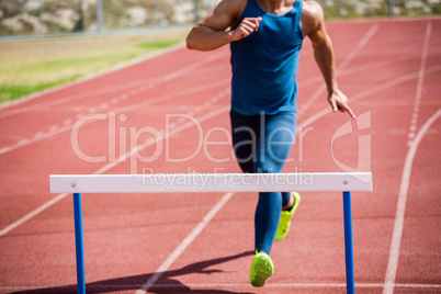 Athlete ready to jump a hurdle