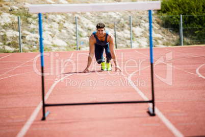Athlete ready to jump a hurdle