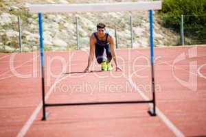 Athlete ready to jump a hurdle