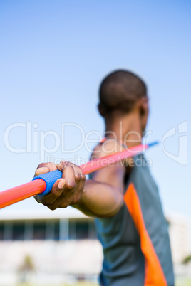 Athlete about to throw a javelin