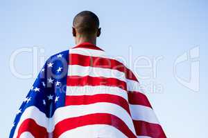 Athlete wrapped in american flag