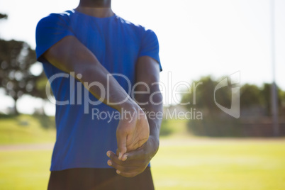 Athlete warming up in a stadium