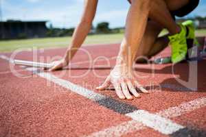 Athlete ready to start the relay race