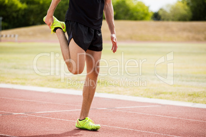 Athlete warming up on the running track