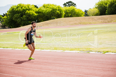 Athlete running on the racing track