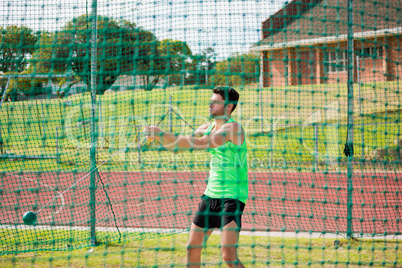 Athlete performing a hammer throw