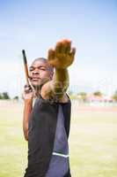 Athlete about to throw a javelin