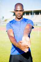 Athlete warming up in a stadium