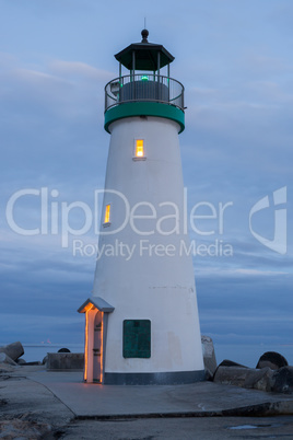 Dusk over Breakwater (Walton) Lighthouse, Santa Cruz, California