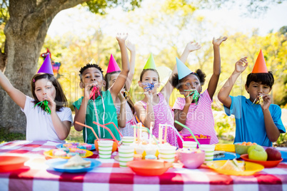 Cute children having fun during a birthday party